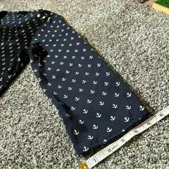 Cynthia Rowley M Anchor Print Blouse Button Shoulder Long Sleeve Top - Picture 7 of 10